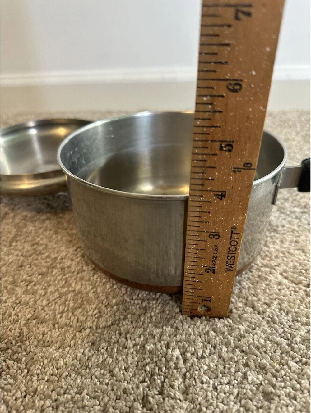 Revere Ware 1801 Copper Bottom Saucepan w/ Lid 6” X 4” 1.5 QT